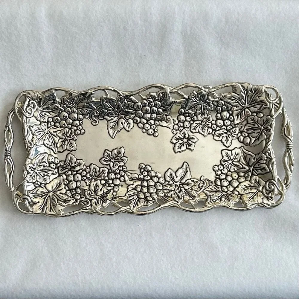 Godinger Silver Plated Grape Vine Serving Tray With Handles
